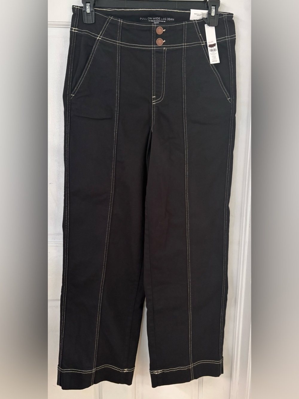 Chico's Black Denim Front Seam Wide LegJean